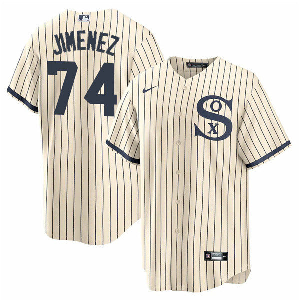 Eloy Jimenez Chicago White Sox cream-navy jersey