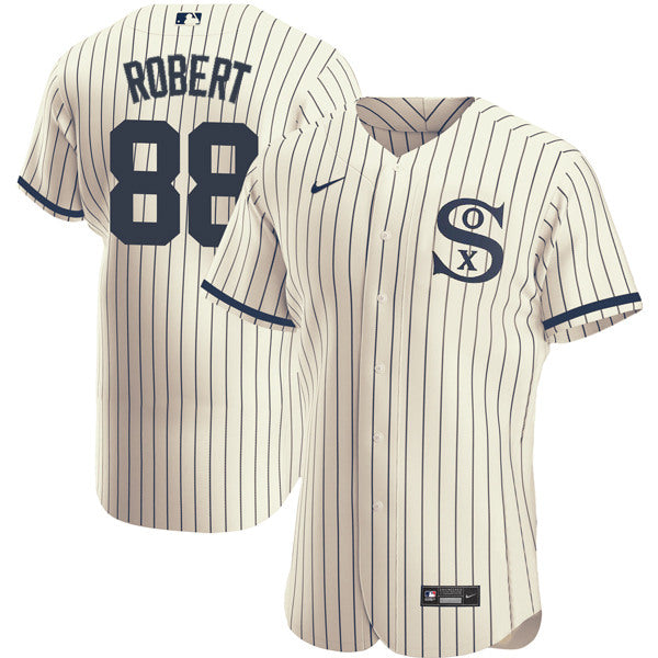 Luis Robert Chicago White Sox cream-navy jersey