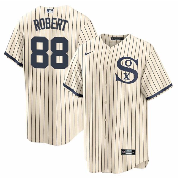 Luis Robert Chicago White Sox cream-navy jersey