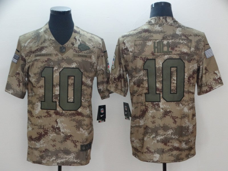 Chiefs #10Tyreek Hill 2018 Camo Salute to Service Jersey