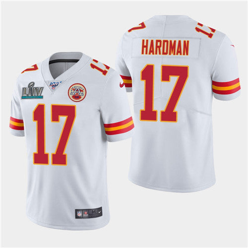 Chiefs #17 Mecole Hardman White Super Bowl LIV Jersey
