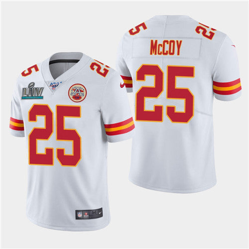 Chiefs #25 LeSean McCoy White Super Bowl LIV Jersey