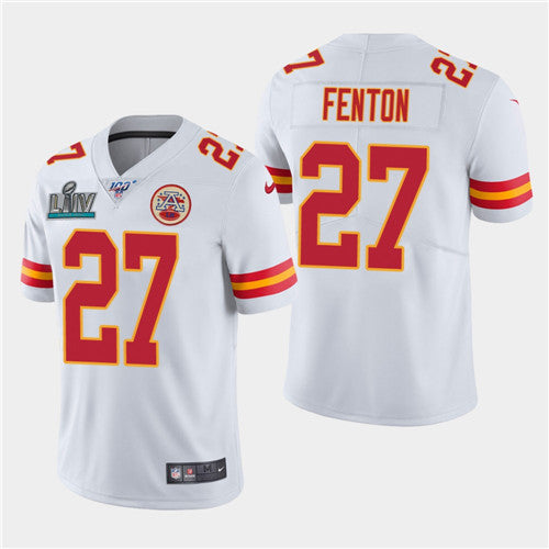 Chiefs #27 Rashad Fenton White Super Bowl LIV Jersey