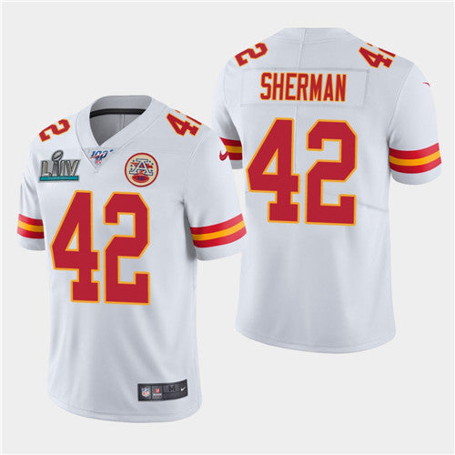 Chiefs #42 Anthony Sherman White Super Bowl LIV Jersey