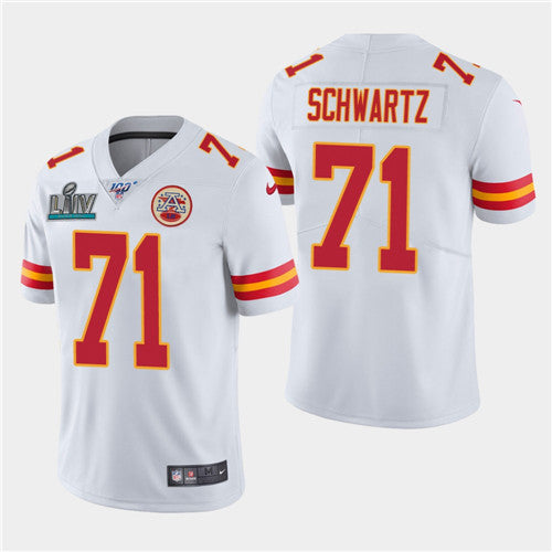 Chiefs #71 Mitchell Schwartz White Super Bowl LIV Jersey