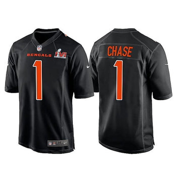 Cincinnati Bengals #1 Ja'Marr Chase 2022 Black Super Bowl LVI Game Jersey