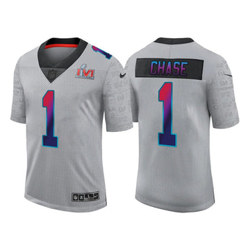 Cincinnati Bengals #1 Ja'Marr Chase 2022 Gray Super Bowl LVI Jersey
