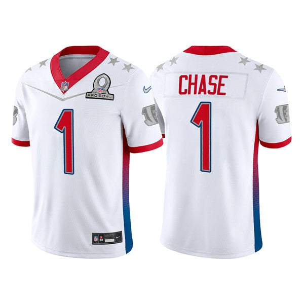 Cincinnati Bengals #1 Ja'Marr Chase 2022 White Pro Bowl Jersey