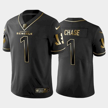 Cincinnati Bengals #1 Ja'Marr Chase Black Golden Edition Jersey
