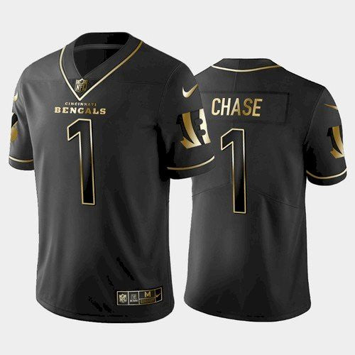 Cincinnati Bengals #1 Ja'Marr Chase Black Golden Edition Jersey