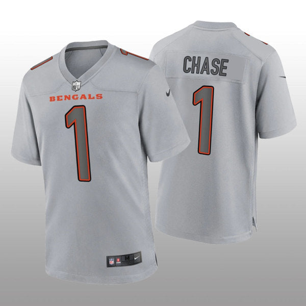 Cincinnati Bengals #1 Ja'Marr Chase Gray Atmosphere Fashion Game Jersey