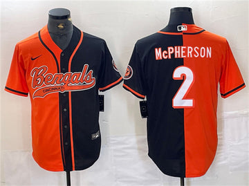 Cincinnati Bengals #2 Evan McPherson Black-Orange Split With Patch Jersey