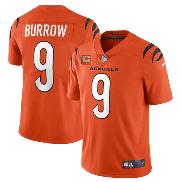 Cincinnati Bengals 2022 #9 Joe Burrow Orange With 3-star C Patch Jersey