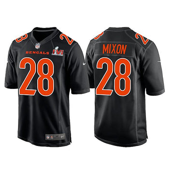 Cincinnati Bengals #28 Joe Mixon 2022 Black Super Bowl LVI Game Jersey