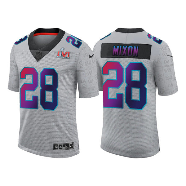 Cincinnati Bengals #28 Joe Mixon 2022 Gray Super Bowl LVI Jersey
