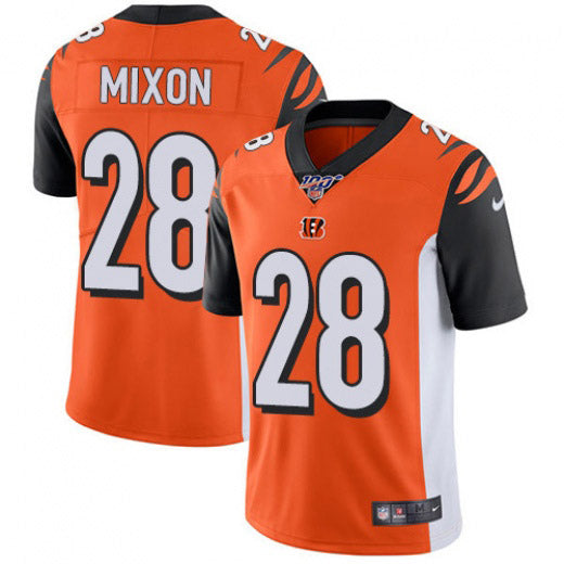 Cincinnati Bengals #28 Joe Mixon Orange 100th Season Jersey