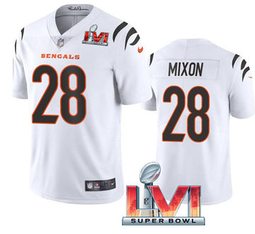 Cincinnati Bengals #28 Joe Mixon White 2022 Super Bowl LVI Jersey