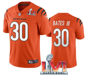Cincinnati Bengals #30 Jessie Bates III 2022 Orange Super Bowl LVI Jersey