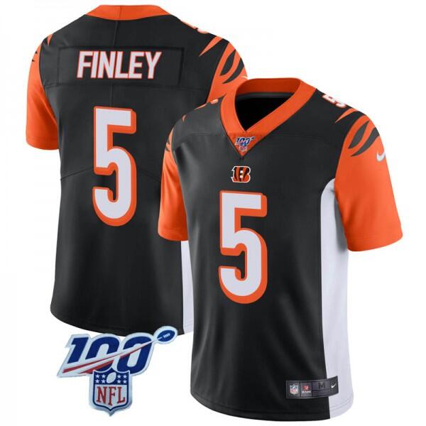 Cincinnati Bengals #5 Ryan Finley Black 2019 100th Season Jersey