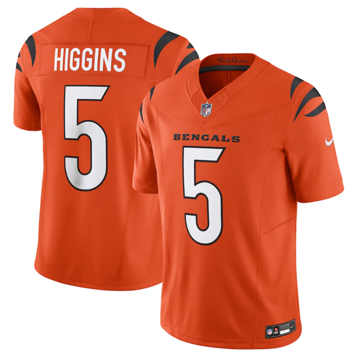 Cincinnati Bengals #5 Tee Higgins Orange 2023 FUSE Jersey