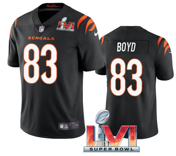 Cincinnati Bengals #83 Tyler Boyd Black 2022 Super Bowl LVI Jersey