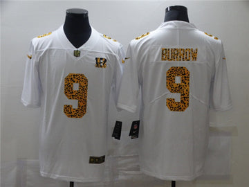 Cincinnati Bengals #9 Joe Burrow 2020 White Leopard Print Fashion Jersey