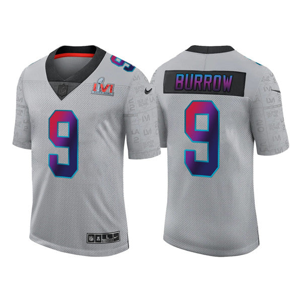 Cincinnati Bengals #9 Joe Burrow 2022 Gray Super Bowl LVI Jersey