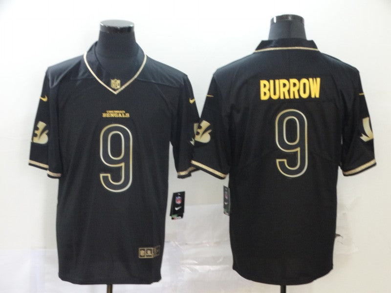 Cincinnati Bengals #9 Joe Burrow Black Golden Jersey