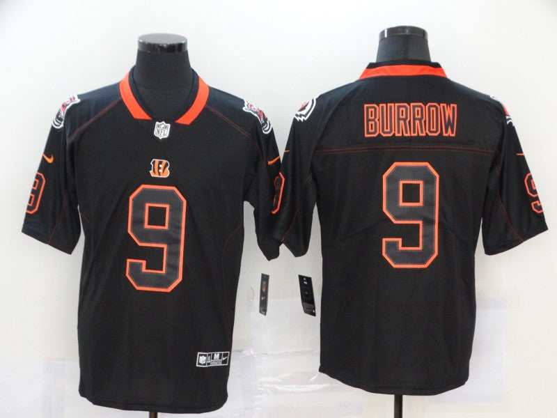 Cincinnati Bengals #9 Joe Burrow Black Lights Out Color Rush Jersey