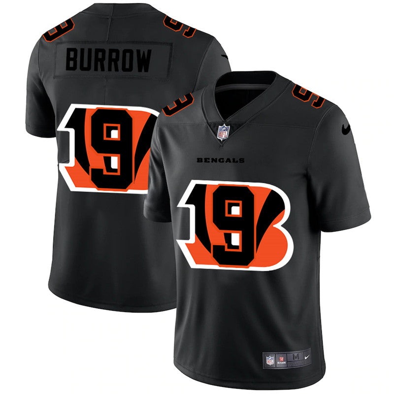 Cincinnati Bengals #9 Joe Burrow Black Shadow Logo Jersey