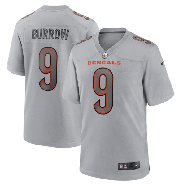Cincinnati Bengals #9 Joe Burrow Gray Atmosphere Fashion Game Jersey