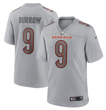 Cincinnati Bengals #9 Joe Burrow Gray Atmosphere Fashion Game Jersey