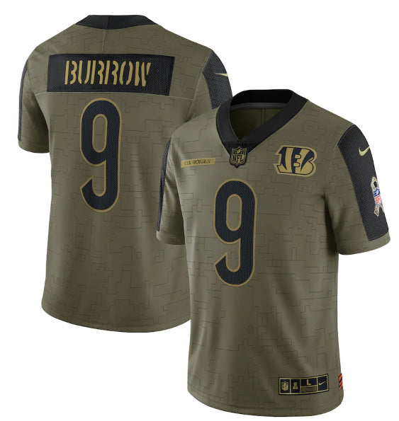 Cincinnati Bengals Custom 2021 Olive Salute To Service Jersey