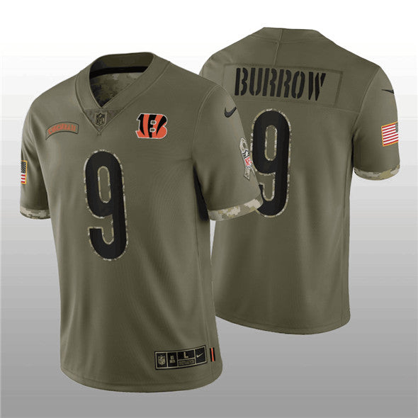 Cincinnati Bengals Custom 2022 Olive Salute To Service Jersey