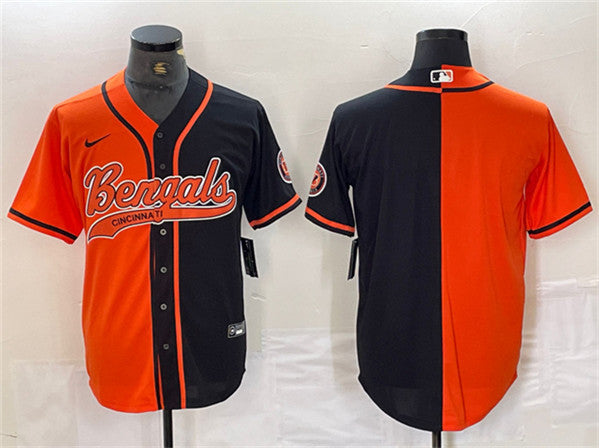 Cincinnati Bengals Blank Black-Orange Split With Patch Baseball Jersey