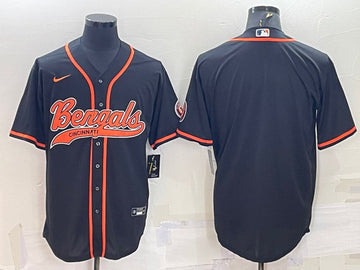 Cincinnati Bengals Blank Black With Patch Baseball Jersey