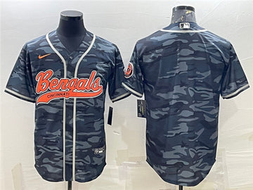 Cincinnati Bengals Blank Gray Camo With Patch Baseball Jersey