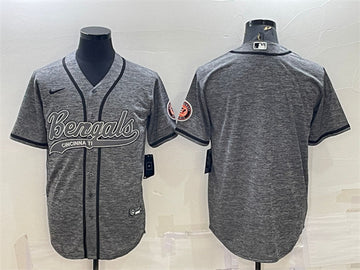 Cincinnati Bengals Blank Gray With Patch Baseball Jersey