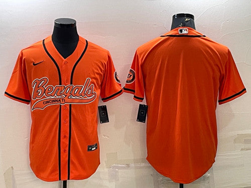 Cincinnati Bengals Blank Orange With Patch Baseball Jersey