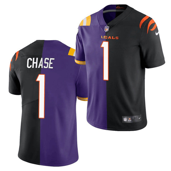 Cincinnati Bengals Custom 2021 Black-Purple Split Jersey