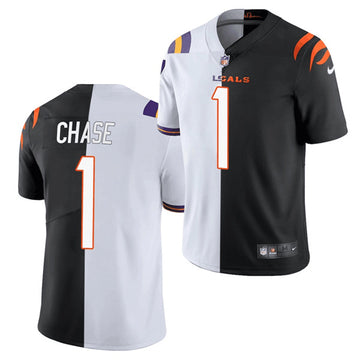 Cincinnati Bengals Custom 2021 Black-White Split Jersey