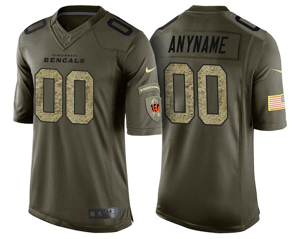 Cincinnati Bengals Customized Green Camo Salute to Service Jersey