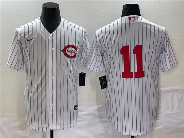 Barry Larkin Cincinnati Reds white jersey