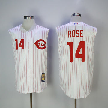 Pete Rose Cincinnati Reds white Cooperstown jersey