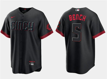Johnny Bench Cincinnati Reds black City Connect jersey