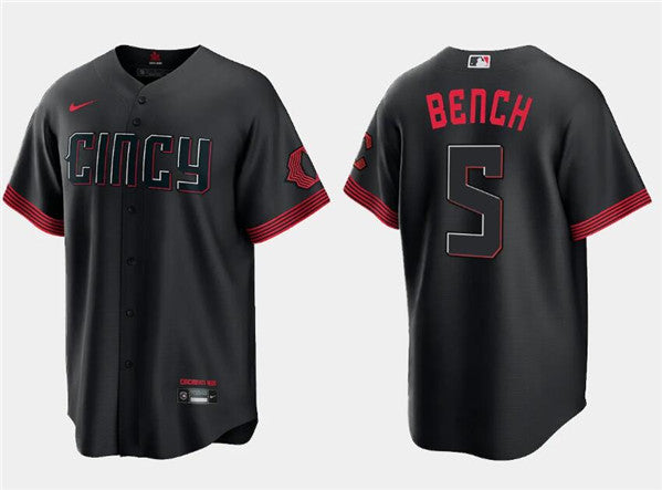 Johnny Bench Cincinnati Reds black City Connect jersey