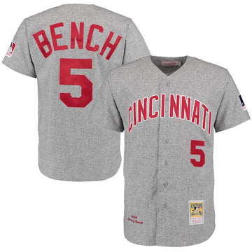 Johnny Bench Cincinnati Reds gray Throwback jersey