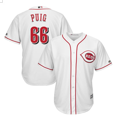 Yasiel Puig Majestic Cincinnati Reds white Home jersey