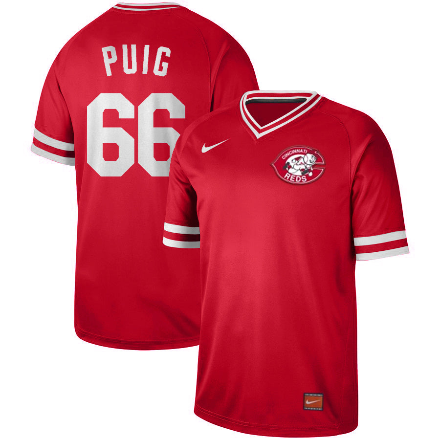 Yasiel Puig Cincinnati Reds red Cooperstown jersey