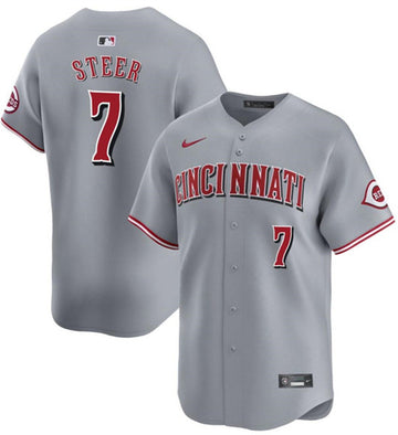 Spencer Steer Cincinnati Reds gray Away jersey